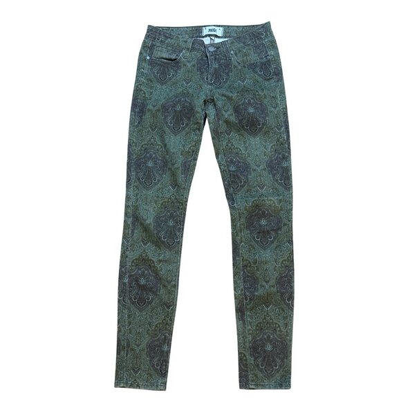 Paige Verdugo Ultra Skinny Paisley Print Jeans Size 25 Green/Blue Stretch Denim - Picture 3 of 9
